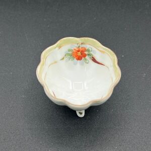 Vtg Hand Painted Nippon Footed Open Salt Salt Cellar Salt Dip Floral Footed 1.5"